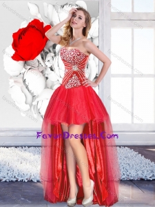 Classical Red High Low 2016 Dama Dresses with A Line