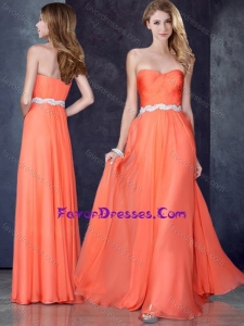 2016 Fashionable Empire Sweetheart Beaded Bridesmaid Dress in Orange Red