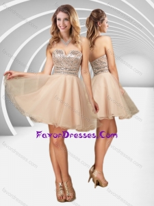 New Arrivals V Neck Champagne A Line Bridesmaid Dress with Sequins