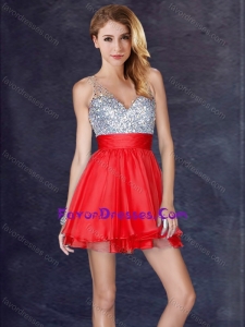 Best Selling Backless Sequined Short Dama Dress in Red