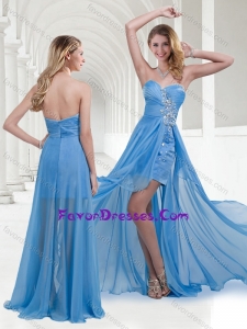 Lovely Zipper Up Baby Blue Long Stylish Prom Dress with Beading