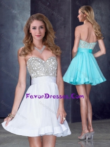 Hot Sale Short Sweetheart White Sweet Prom Dress with Beading in Organza