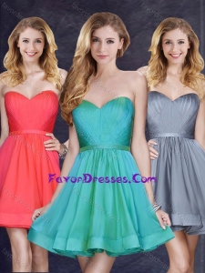 Low Price Turquoise Short Sweet Prom Dress with Belt