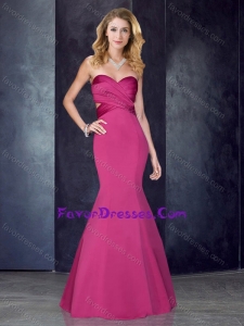 Mermaid Sweetheart Backless Hot Pink Sweet Prom Dress in Satin