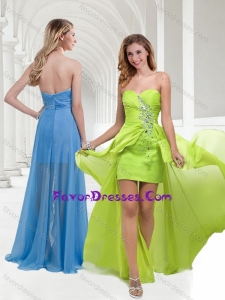 Classical Chiffon Beaded Yellow Green Latest Long Prom Dress with Empire
