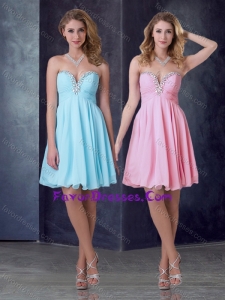 Exclusive Empire Chiffon Short Sweet Prom Dress with Beading and Ruching