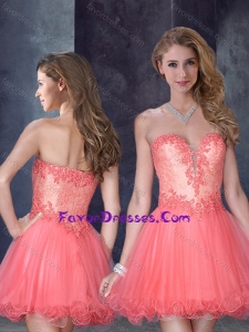 Laced Watermelon Red Latest Prom Dress with Beading and Appliques