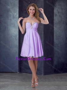 2016 Popular Empire Lilac Short Latest Prom Dress with Beading