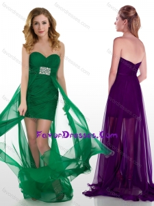 Elegant High Low Tulle Beaded Pretty Prom Dress with Brush Train