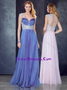 Empire Applique Lavender Pretty Prom Dress with See Through Back