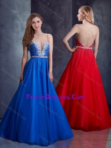 Exquisite A Line Belted with Beading Pretty Prom Dress with Side Zipper