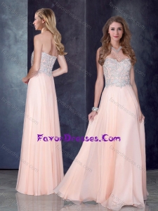 Simple Empire Baby Pink Pretty Prom Dress with Beading and Appliques