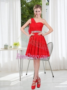 2015 The Most Popular One Shoulder A Line Dama Dresses with Ruching 68.59