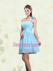 A Line Ruching Chiffon Bridesmaid Dresses with One Shoulder