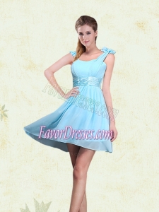 A Line Straps Bridesmaid Dresses with Ruching and Bowknot