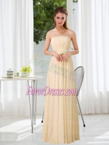 Empire Strapless Ruching and Belt Bridesmaid Dress with Floor Length