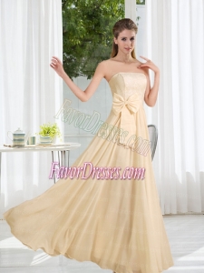 Strapless Empire Bowknot Lace Bridesmaid Dress for 2015