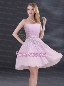 A Line Sweetheart Bridesmaid Dress with Ruhing and Belt
