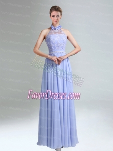 Belt and Lace Halter Empire Lace Up Bridesmaid Dress for 2015