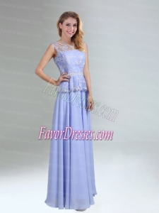 Lavender Belt and Lace Empire 2015 Bridesmaid Dress with Bateau