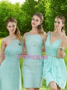 Apple Green One Shoulder Column Bridesmaid Dress with Ruching and Belt
