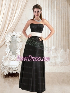 Empire Sweetheart Ruching Belt 2015 Bridesmaid Dress in White and Black