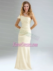 Popular Column Ruching Bridesmaid Dresses with One Shoulder