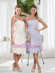 2015 Romantic Lavender Sweetheart Bridesmaid Dress with Ruching and Ruffles