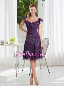Empire 2015 Ruching Bridesmaid Dress with Backless in Purple