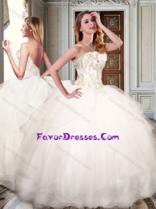 Simple Strapless White Quinceanera Dresses with Appliques and Beading