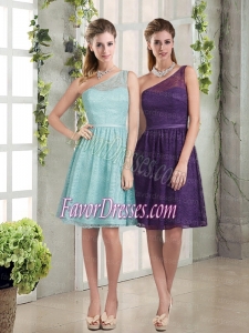 Wonderful One Shoulder A Line Bridesmaid Dress with Lace and Belt