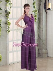 Empire Ruffles Halter 2015 Dama Dress in Purple