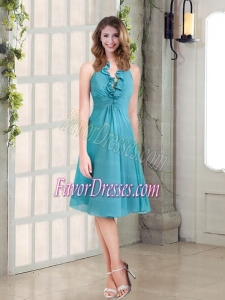 Empire Ruffles Turquoise 2015 Beautiful Dama Dress with Halter