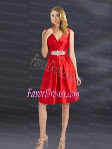 Empire V Neck Dama Dress with Appliques and Ruching