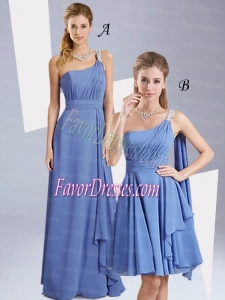New Style Beading Ruching Dama Dresses with One Shoulder
