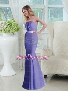2015 Trumpet Strapless Lavender Dama Dresses with Sash