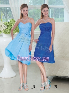 Covertiable Blue Colored Short Dama Dresses for Wedding