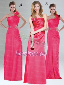 One Shoulder Floor Length Dama Dresses with Hand Made Flowers