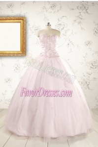 2015 Pretty Appliques Light Pink Quinceanera Dresses