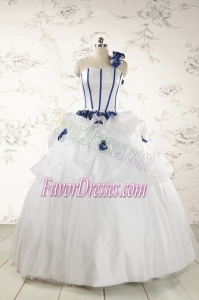 Elegant White One Shoulder Hand Made Flower Quinceanera Dress for 2015