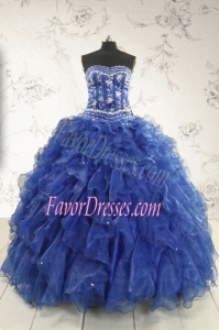 Beautiful Beading and Ruffles Quinceanera Dresses in Royal Blue