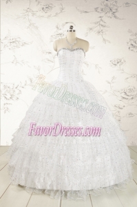 The Most Popular White Sequins Ball Gown Quinceanera Dresses for 2015
