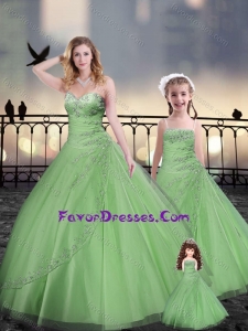 Ball Gown Quinceanera Dresses in Spring Green with Beading and Appliques
