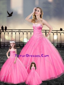 Custom Made Beaded and Applique Quinceanera Dresses in Pink