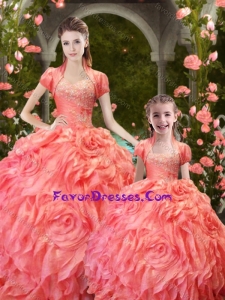 Exclusive Orange Red Princesita Quinceanera Gowns with Ruffles and Beading