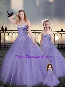 Lavender Quinceanera Dresses in Tulle with Beading and Appliques