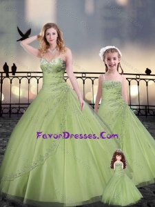 Yellow Green Quinceanera Dresses in Tulle with Beading and Appliques