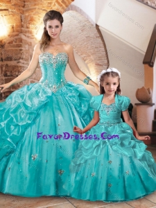 Latest Beaded and Bubble Turquois Princesita Quinceanera Dresses in Organza