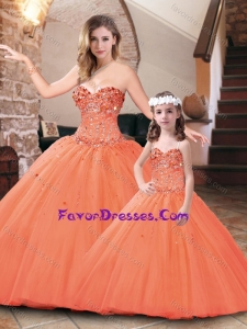 Really Puffy Beaded Princesita Quinceanera Dresses in Orange Red