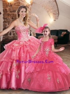 Rose Pink Princesita Quinceanera Dresses with Appliques and Beading